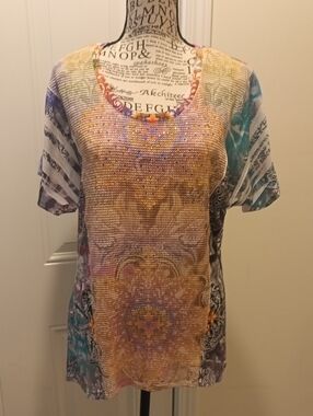 Love Life Live Multicolor Jeweled Short Sleeve Tee in Yellow, Purple, Teal